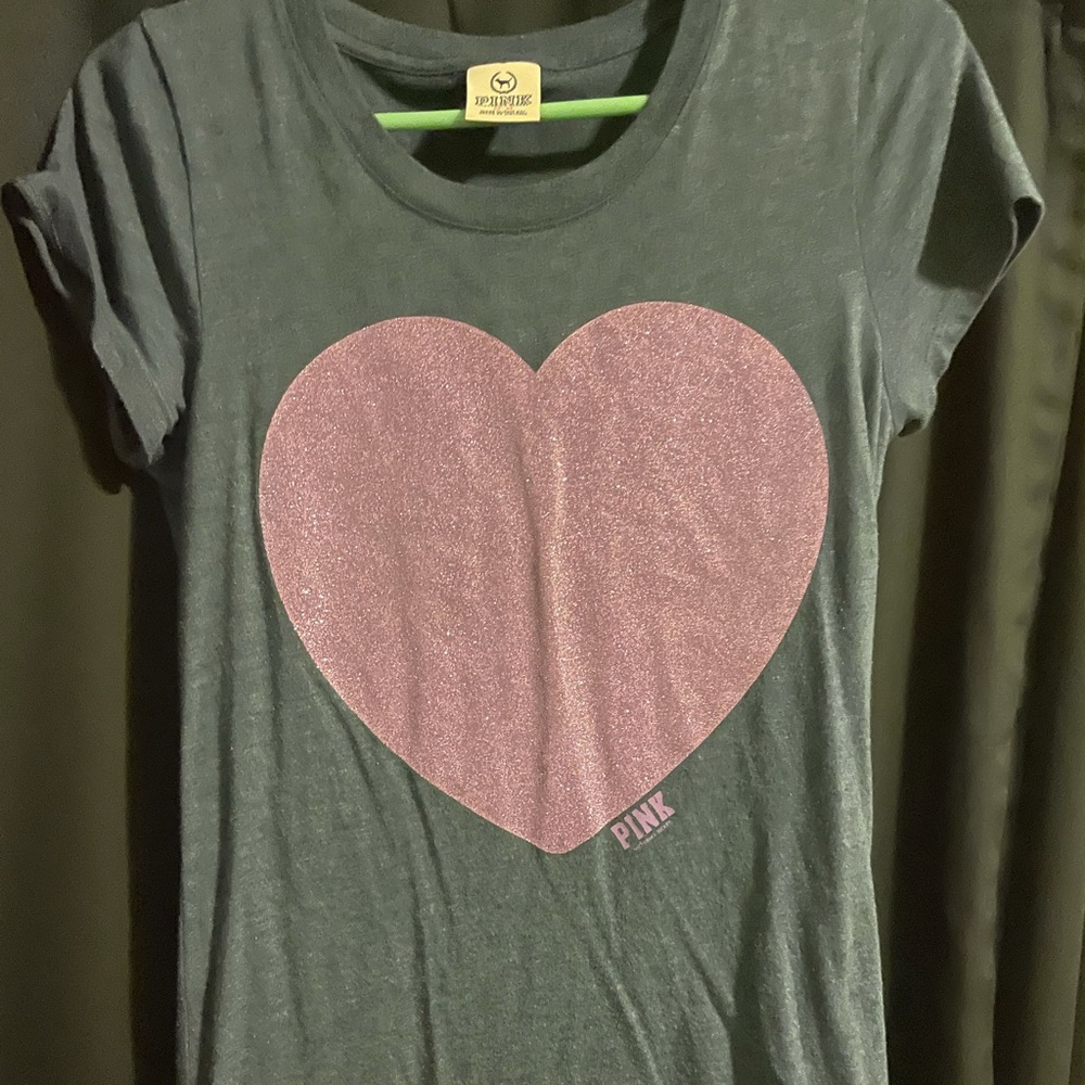 Pink Heart Sparkly Shirt M